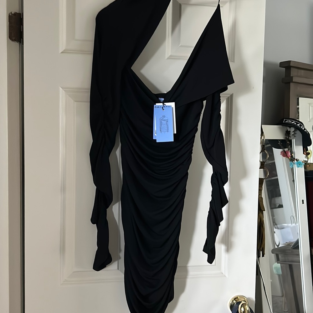 Mugler and H&M collab bruised, black stretch dress size medium